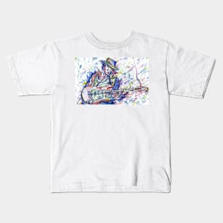 STEVIE RAY VAUGHAN- watercolor portrait .4 Kids T-Shirt